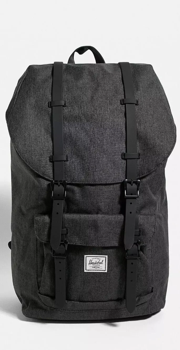 Herschel Rubber Strap Little America Backpack Charcoal Gray *FLAWED* Utility